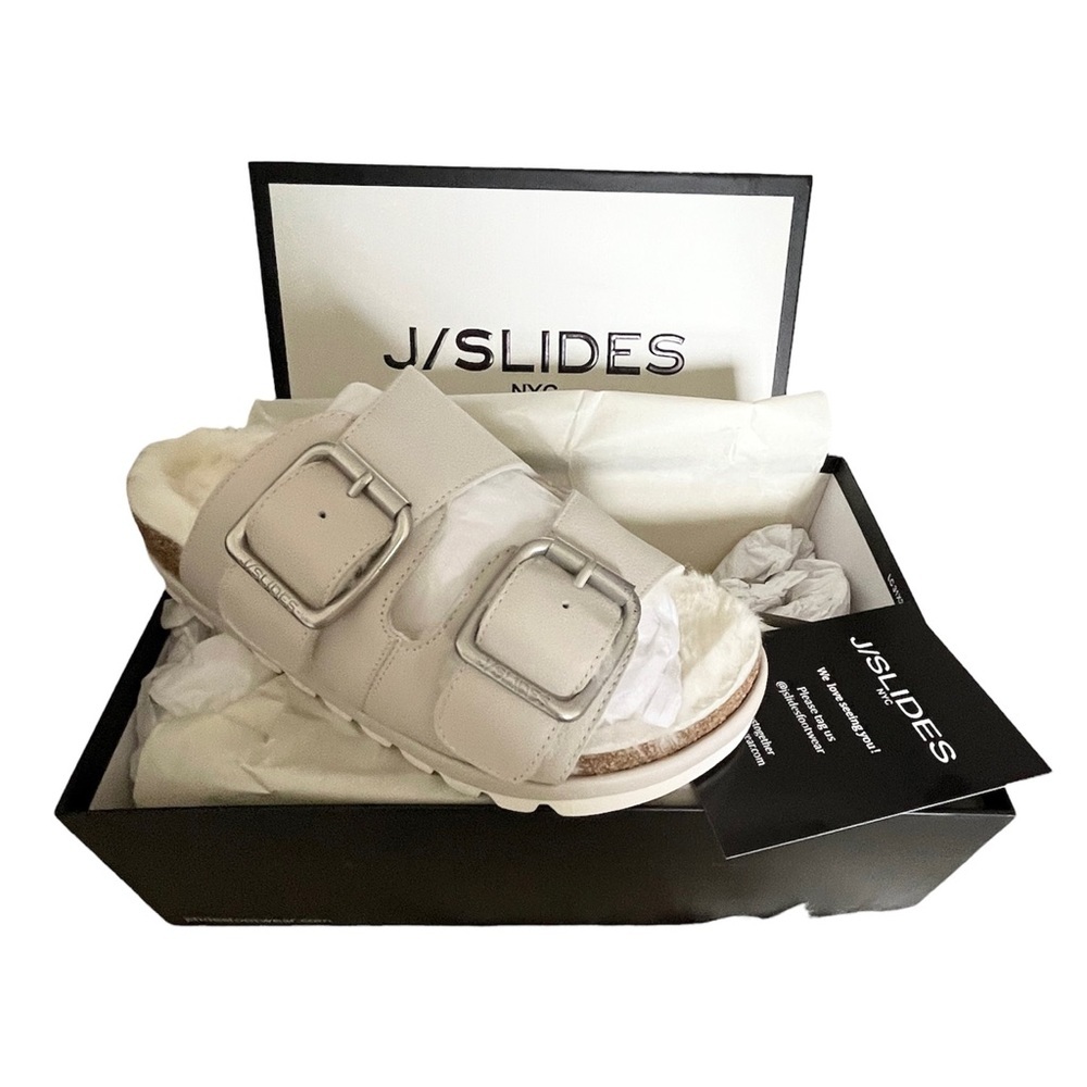 JSLIDES Slide Lynx Genuine Shearling Sandals ⭐️